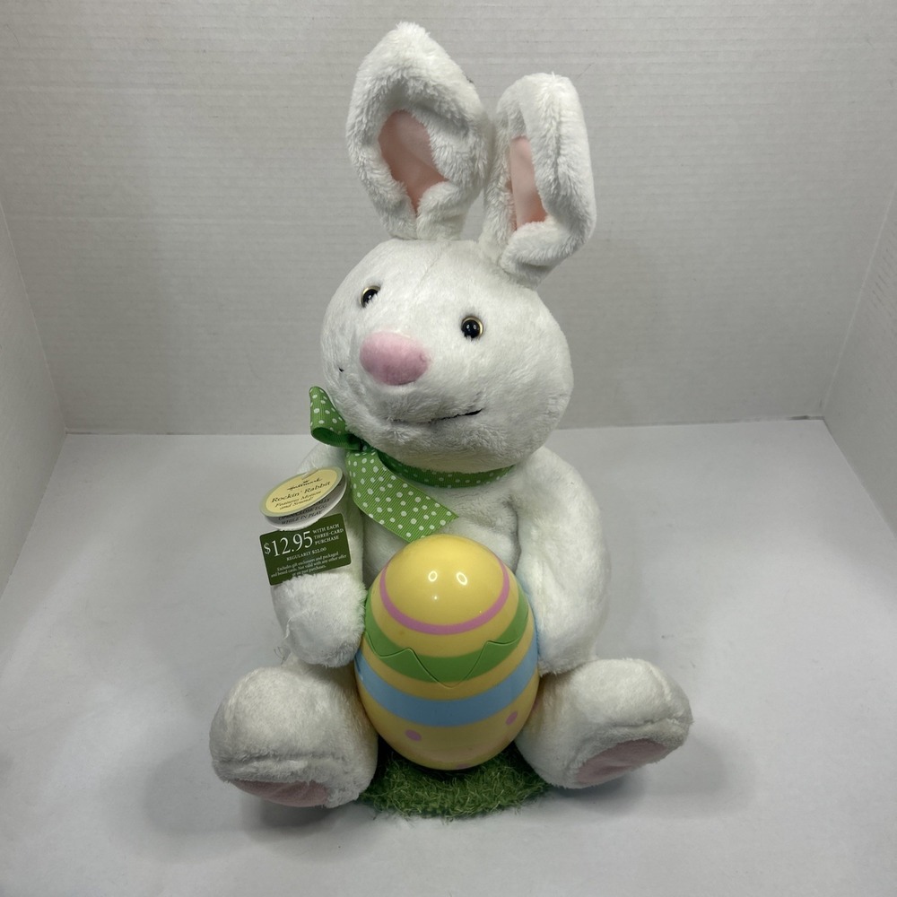 Hallmark Easter Rockin' Rabbit Plush Animated Singing Bunny & Chick in Egg Works